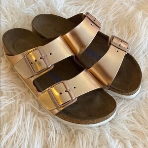 BIRKENSTOCK Arizona rose gold sandals Gold Double Strap